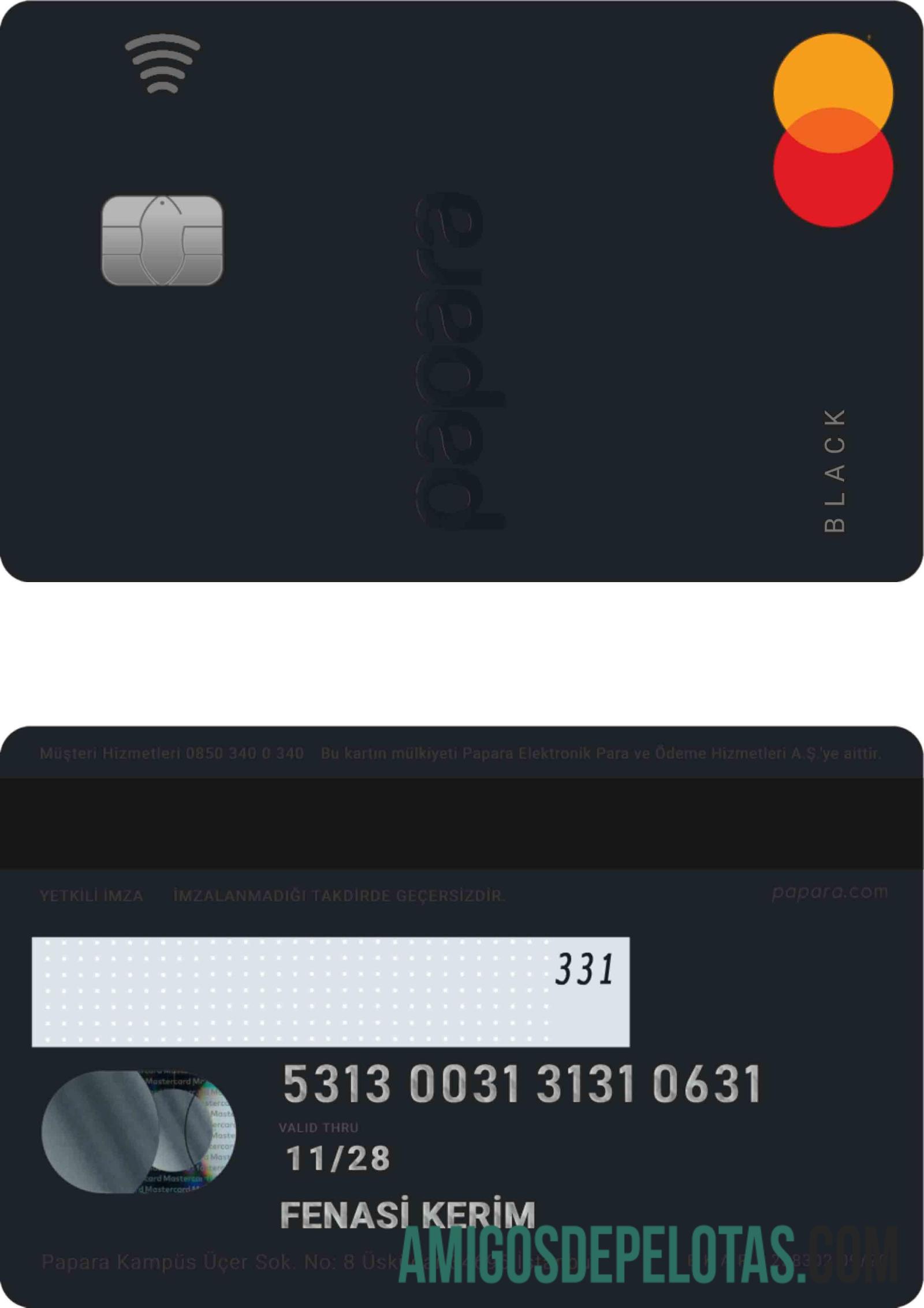 Turquia Papara MasterCard baixar para verificação